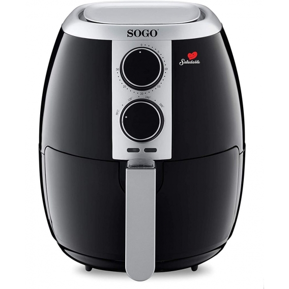 SOGO Air Fry 10475 - Ölfreie Heißluftfritteuse, 3,5 l Kapazität, 1500 W mit Temperaturregelung und Timer, Rezeptbuch, Elektroofe