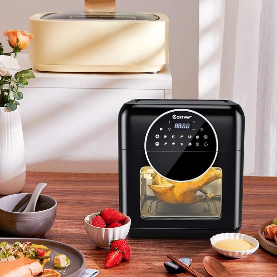 COSTWAY Heißluftfritteuse Airfryer Fritteuse Luftfritteuese 8 Programmen / 10L / 1400W / Timer/LED / 6 Zubehörteile/Temperaturre