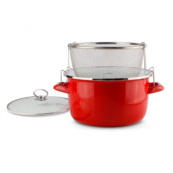 Schäfer Ø 26 cm Frittiertopf 5 Liter Fritteuse Frittier-Topf 12384 Metallic-Rot