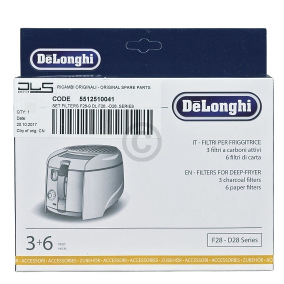 DeLonghi Filterset F28-9 3x Kohlefilter 6x Papierfilter für Fritteuse 5512510041