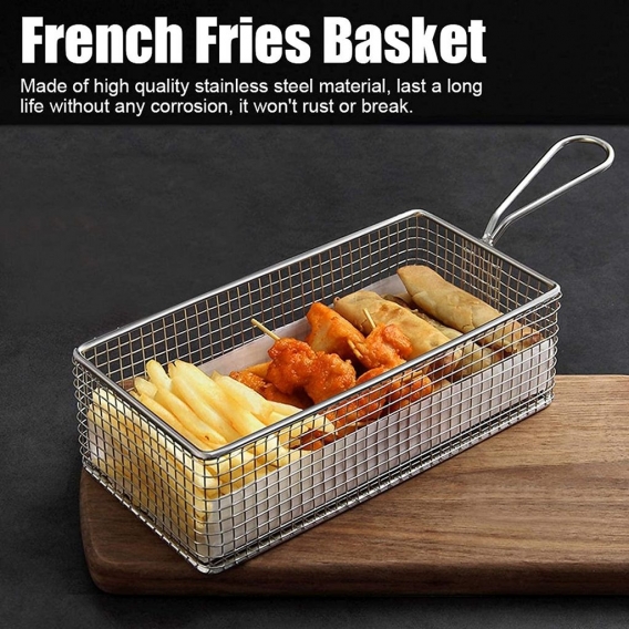 AcserGery Mini individuelle Pommes-Körbe, Edelstahl-Pommes-Frites-Korb Mesh-Pommes-Frites-Lebensmittelkorb zum Braten von Lebens