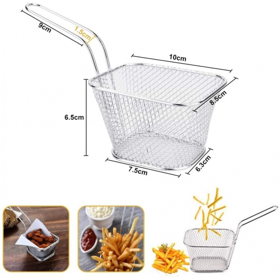 AcserGery 8 PCS Edelstahl Pommes Frites Korb Kleiner individueller Pommes Frites Präsentationskorb Professioneller rechteckiger 