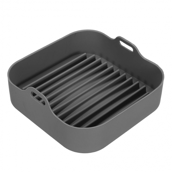 Multifunktionale AirFryer Silikontopf Grillpfanne Fritteusen Heißluftfritteusen Backofen, Grau