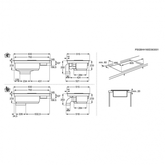 AEG - IDE84243IB - Einbau-Induktions-Kochfeld mit integriertem Dunstabzug - Umluft