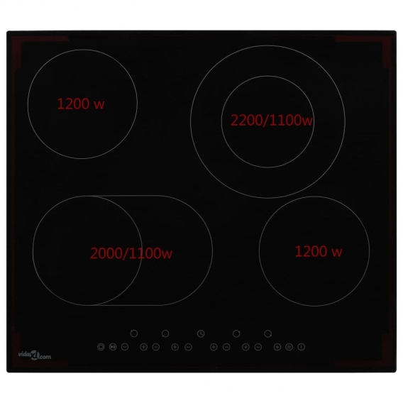 Duolm Glaskeramik-Kochfeld mit 4 Platten Touch-Bedienfeld 6600 W