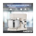 AREBOS Küchenmaschine 1500W mit 2x Edelstahl-Rührschüsseln Geräuscharm 6 Stufen - direkt vom Hersteller