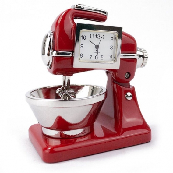 Siva Clock Food Mixer rot Küchenmaschine Metall Quarzuhr