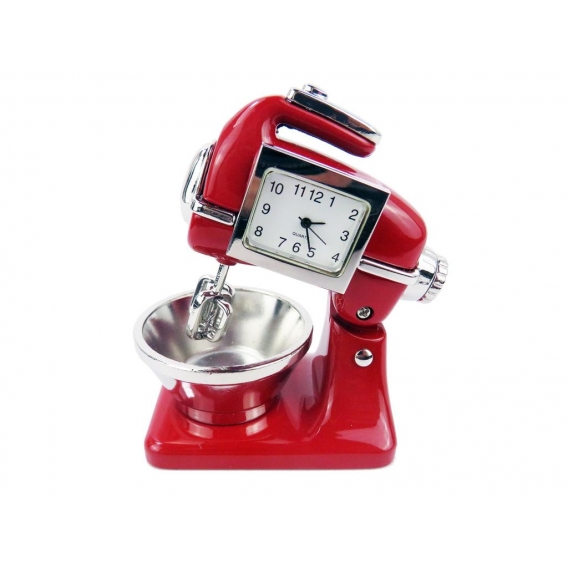 Siva Clock Food Mixer rot Küchenmaschine Metall Quarzuhr