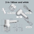 AcserGery Elektrischer Zerkleinerer 250ml, 2 in 1 Mini Zerkleinerer & Mixer Elektrischer Fleischwolf 3 Geschwindigkeiten 2 Schne