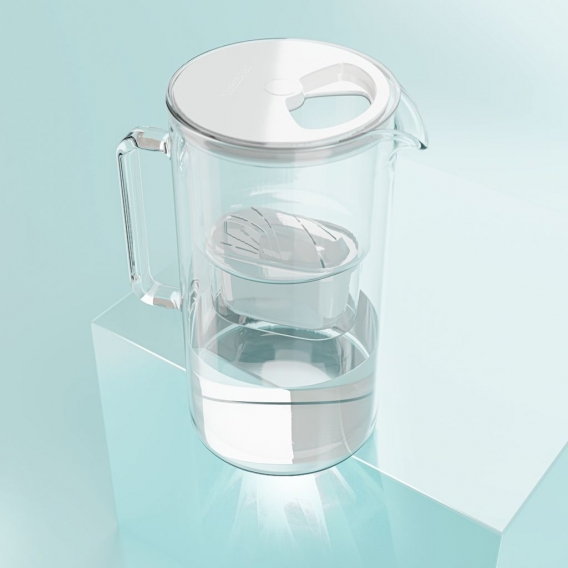 Wasser Filterkanne - Glas - Inklusive 1 Wasserfilter-Kartusche - Reduziert Kalk und Chlor - 2,7 Liter