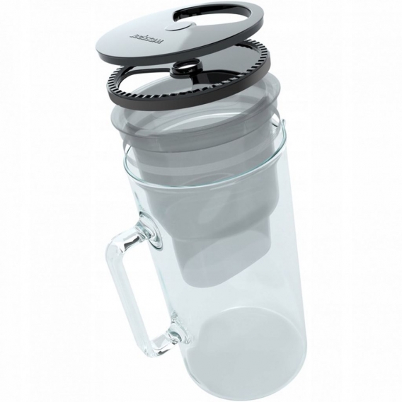 Glas Wasserfilter Wessper 2,5 L mit 4 Filterkartuschen, kompatibel mit Brita Maxtra Schwarz