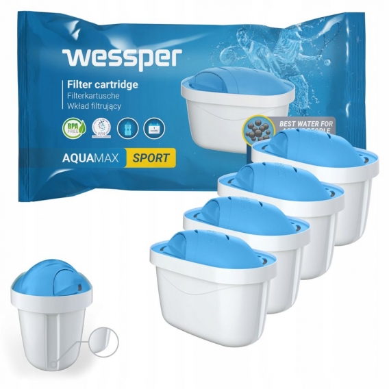 4x Wessper AquaMax Sport Ersatz für Brita, Dafi, Aquaphor Kannen