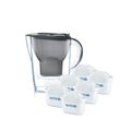 BRITA Wasserfilter Marella im Vorratspack mit 6 x Maxtra Kartuschen, Farbe Graphit