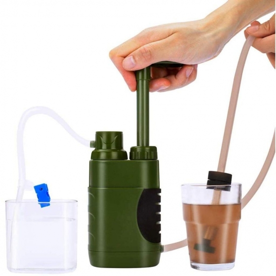 Wasserfilter Outdoor, Tragbarer Camping Wasser Filter Personal Filter Tischwasserfilter mit Starterpaket Kartuschen für Wandern 