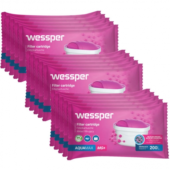 Wessper Pack 15 Magnesium Filter Kartuschen komp. mit Brita Maxtra, PearlCo, Dafi Astra, Aquaphor