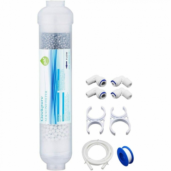 10 Zoll Inline 6 Stufe Alkalischer Wasserfilter Kit pH+ für Umkehrosmosesystem -1/4 Zoll Anschluss