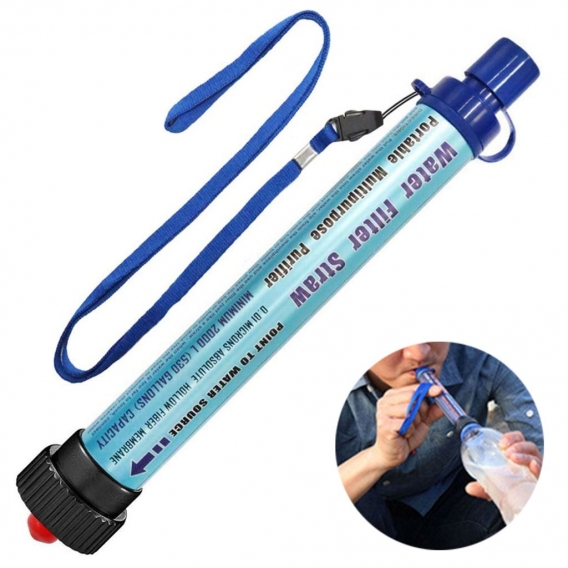 Wasserfilter-Strohhalm tragbarer persönlicher Notfall-Filtrationsreiniger für Camping, Wandern, Reisen, Survival & Rucksackreise