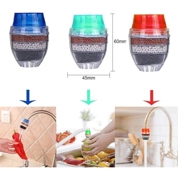 6PCS Mini Wasserhahn Wasserfilter Aktivkohle-runder Hahn Wasser Filter - Mini Home Coconut Aktivkohlefilter - Küche Werkzeug