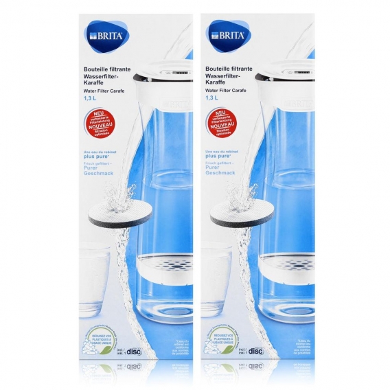 BRITA Wasserfilter-Karaffe 1,3L - Frisch gefiltertes Wasser (2er Pack)