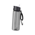 Farbe Grau Tragbare Wasserfilterflasche - Notfall-Wasserfilterflasche mit 4-stufigem integriertem Filterstroh zum Wandern, Rucks