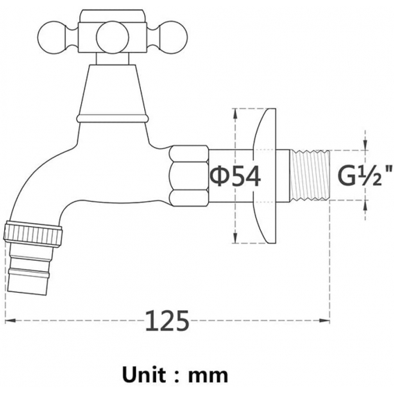 AcserGery Messing-Waschmaschinen-Wasserhahn mit G1/2-Auslauf für Waschbecken – Antik-Kreuzgriff-Mopp-Wasserhahn für Gartenspüle 