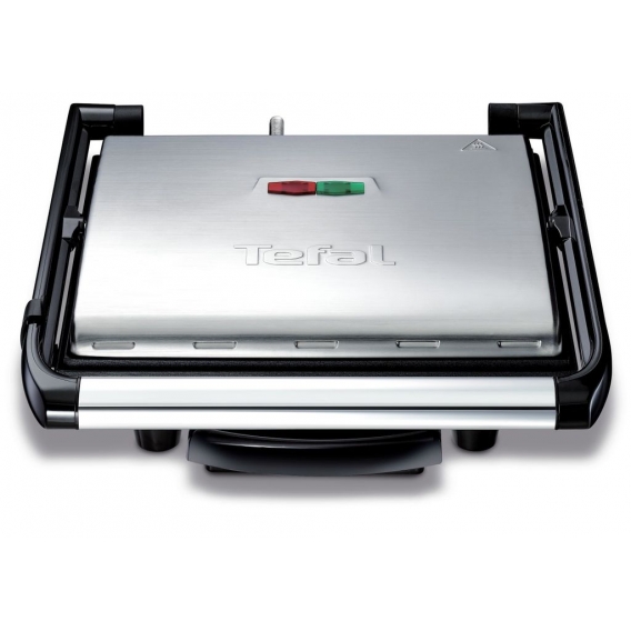 Tefal Kontaktgrill GC241D Inicio aus Edelstahl, Grillfläche 29 x 26 cm, antihaftbeschichtete Grillplatten, integr. Thermostat