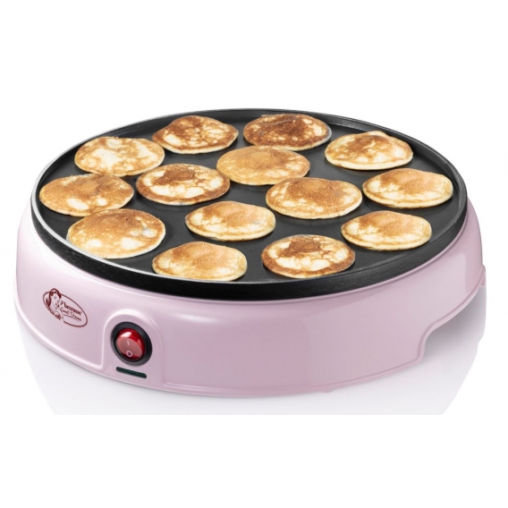 Bestron Poffertjes Maker im Retro Design, Mini Pfannkuchen Automat, mit Antihaftbeschichtung, Sweet Dreams, 800 W, Farbe: Rosa