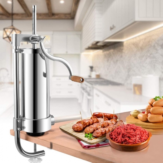 GOPLUS Edelstahl Wurstfüller Wurstfüllmaschine manuell Wurstmaschine Wurstpress Wurstspritze (3L)