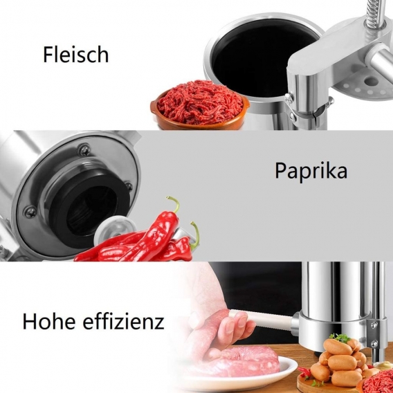 GOPLUS Edelstahl Wurstfüller Wurstfüllmaschine manuell Wurstmaschine Wurstpress Wurstspritze (3L)