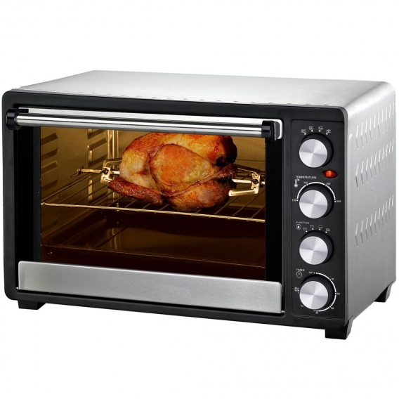 Syntrox Back Chef BO-2000W-RO-45L Inox - 45 Liter Backofen mit Umluft und Drehspieß