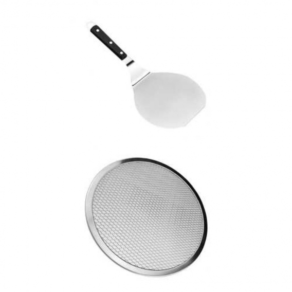 Round Mesh Pizza Tray Aluminium Backofen Cripser Pfanne mit Lifter