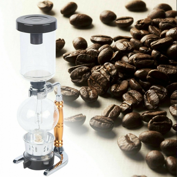 600 ml Siphon-Kaffeemaschine Vakuum-Kaffeemaschine Glastyp 3 Tasse mit Rührstab + Messlöffel