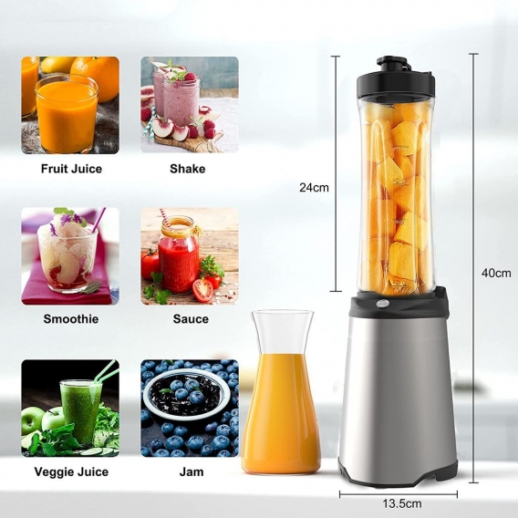 AcserGery Smoothie-Mixer, Smoothie-Mixer, Milchshake, Fruchtsaft, tragbarer Mini-Ein-Knopf-Mixer, 600-ml-Behälter, BPA-frei, 4 E