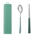 AcserGery 3pcs / set 2pcs / set Wiederverwendbares Besteckset in Lebensmittelqualität Reiselöffel und Gabelset Essstäbchen 304 E