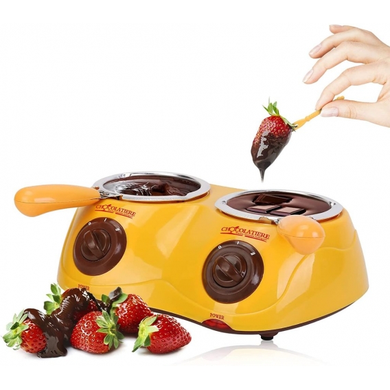 Elektrisches Schokoladenschmelz-Fondue-Set, Doppeltopf-Schokoladenfondue-Brunnen zum Schmelzen von Schokolade, Käse, Süßigkeiten