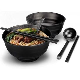 More about AcserGery 2-teiliges japanisches Ramen-Schalen-Set, 35 Unzen große Ramen-Schalen, Premium-rutschfeste Suppenschüssel mit Löffel 