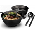 AcserGery 2-teiliges japanisches Ramen-Schalen-Set, 35 Unzen große Ramen-Schalen, Premium-rutschfeste Suppenschüssel mit Löffel 