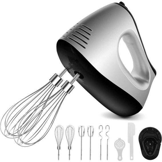 AcserGery Handrührer, 500 W Edelstahlkneter, Handmixer mit Haken und Schneebesen, Süßwarenmixer mit 5 Geschwindigkeiten zum Schl