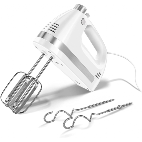 AcserGery Handmixer elektrisch 400 W Leistung Edelstahl Rührgerät für die Küche 5 Geschwindigkeiten 2 Schneebesen und 2 Knethake