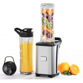 More about AcserGery 350-W-Mixer Smoothie-Mini-Mixer mit 2 tragbaren 600-ml-Flaschen, 2 BPA-freien Deckeln und Edelstahlgehäuse