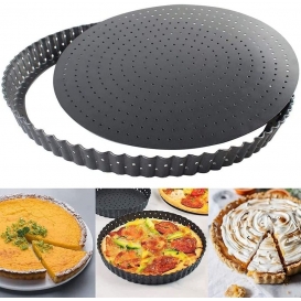 More about Pyzl Perforierte Kuchenform aus Kohlenstoffstahl, 24 cm, rund, atmungsaktiv, Quiche-Tarte-Pfanne, antihaftbeschichtet, abnehmbar