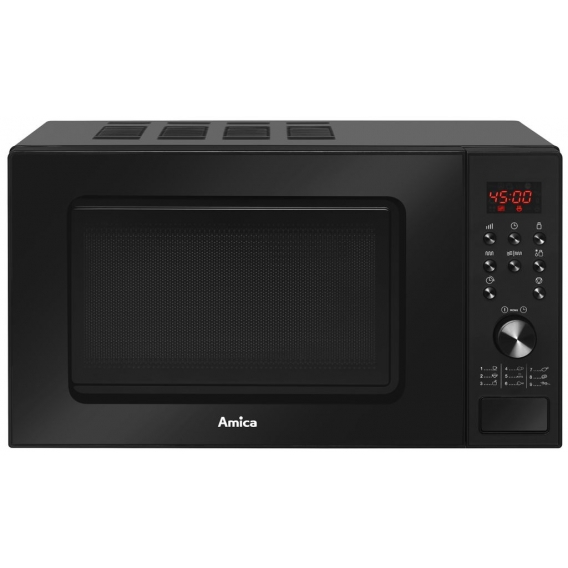 Amica AMGF20E1GB, Arbeitsplatte, Grill-Mikrowelle, 20 l, 700 W, Tasten, Drehregler, Schwarz