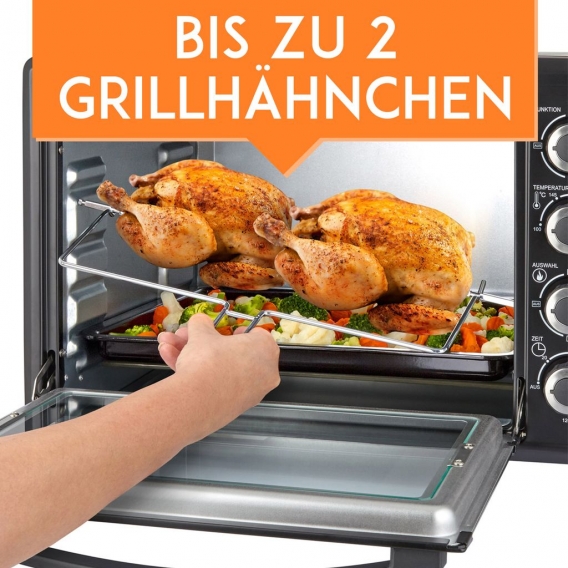 Stillstern Minibackofen mit Umluft (35L) Deutsche Version, 2x Backblech, Ofenhandschuhe, Rezeptheft, Drehspieß, Timer, Innenbele