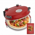 Springlane Pizzaofen Peppo 1200 W, Pizzamaker mit Timer & Signallampe inkl. Emaille-Bratpfanne & 2 großen Pizzawendern - rot