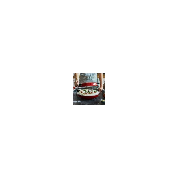 Springlane Pizzaofen Peppo 1200 W, Pizzamaker mit Timer & Signallampe inkl. Emaille-Bratpfanne & 2 großen Pizzawendern - rot