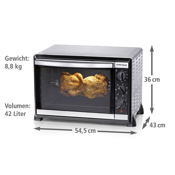 Back & Grill Ofen BG 1805/E, 42 Liter, 7 Heizarten, 1800 Watt, mit Drehspieß