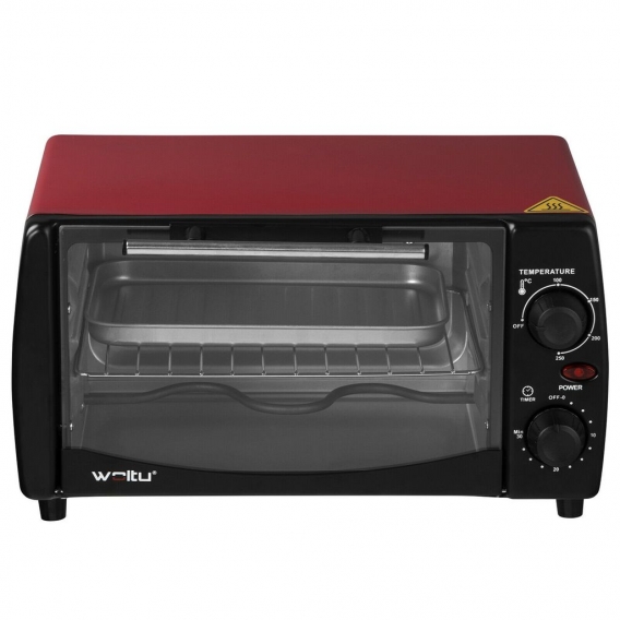 WOLTU BF08rt Minibackofen 12 Liter, 800 Watt Toasterofen | Pizzaofen | Backblech mit Timer Mini Backofen für Pizza, Toast, Truth