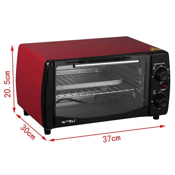 WOLTU BF08rt Minibackofen 12 Liter, 800 Watt Toasterofen | Pizzaofen | Backblech mit Timer Mini Backofen für Pizza, Toast, Truth