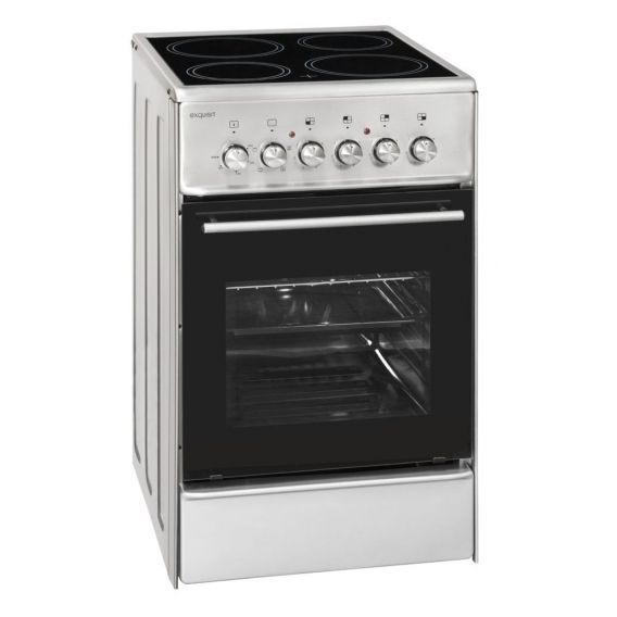 Exquisit ECM 5-4 Inox Elektro-Standherd | Glaskeramik | Ober- / Unterhitze |  Grill | Umluft | Inox