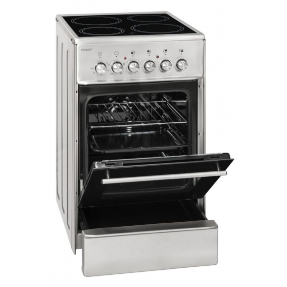 Exquisit ECM 5-4 Inox Elektro-Standherd | Glaskeramik | Ober- / Unterhitze |  Grill | Umluft | Inox